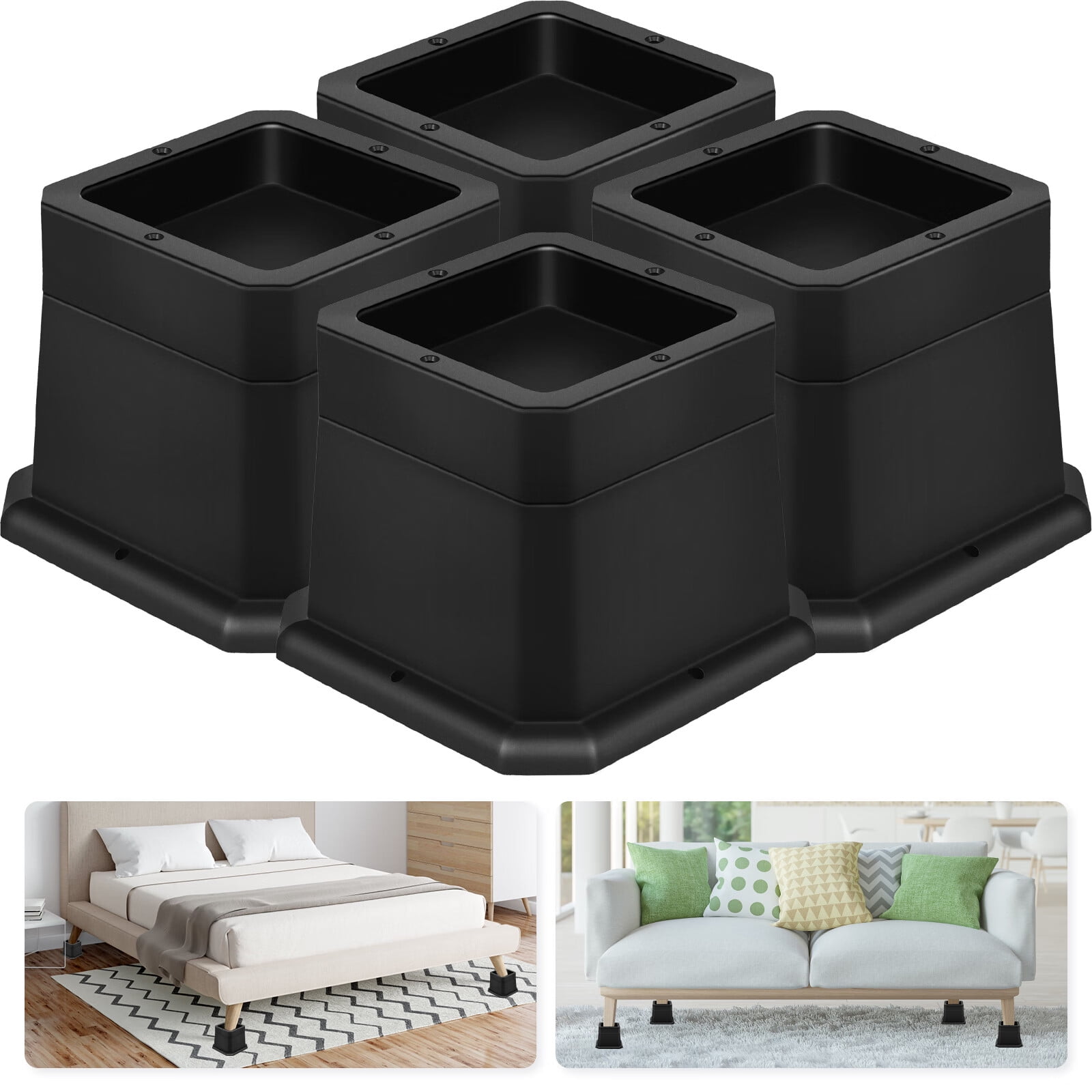 Relax love4 Pack Bed Risers Adjustable Furniture Risers AntiSlip