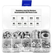 Relax love684Pcs Flat Washer Stainless Steel Washers Assorted M2 M2.5 M3 M4 M5 M6 M8 M10 M12 Metal Washers O-rings Washers Kit 9 Sizes Sealing Ring Washers Set for Home Factories Repair