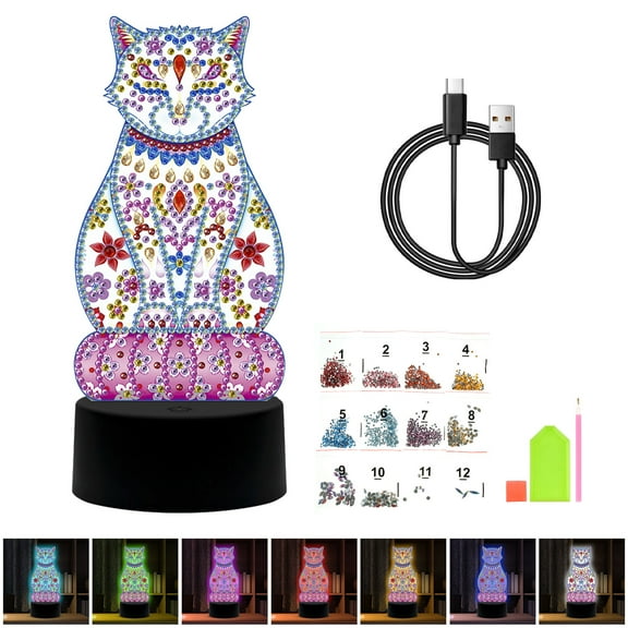 Relax loveDiamond Painting Nightlight Kits DIY Diamond Painting Lamp 3D Creative Diamond Painting LED Night Light 7 Lighting Color Ajustable Art Diamond Night Lamp for Kid Girls Home Decor Gift