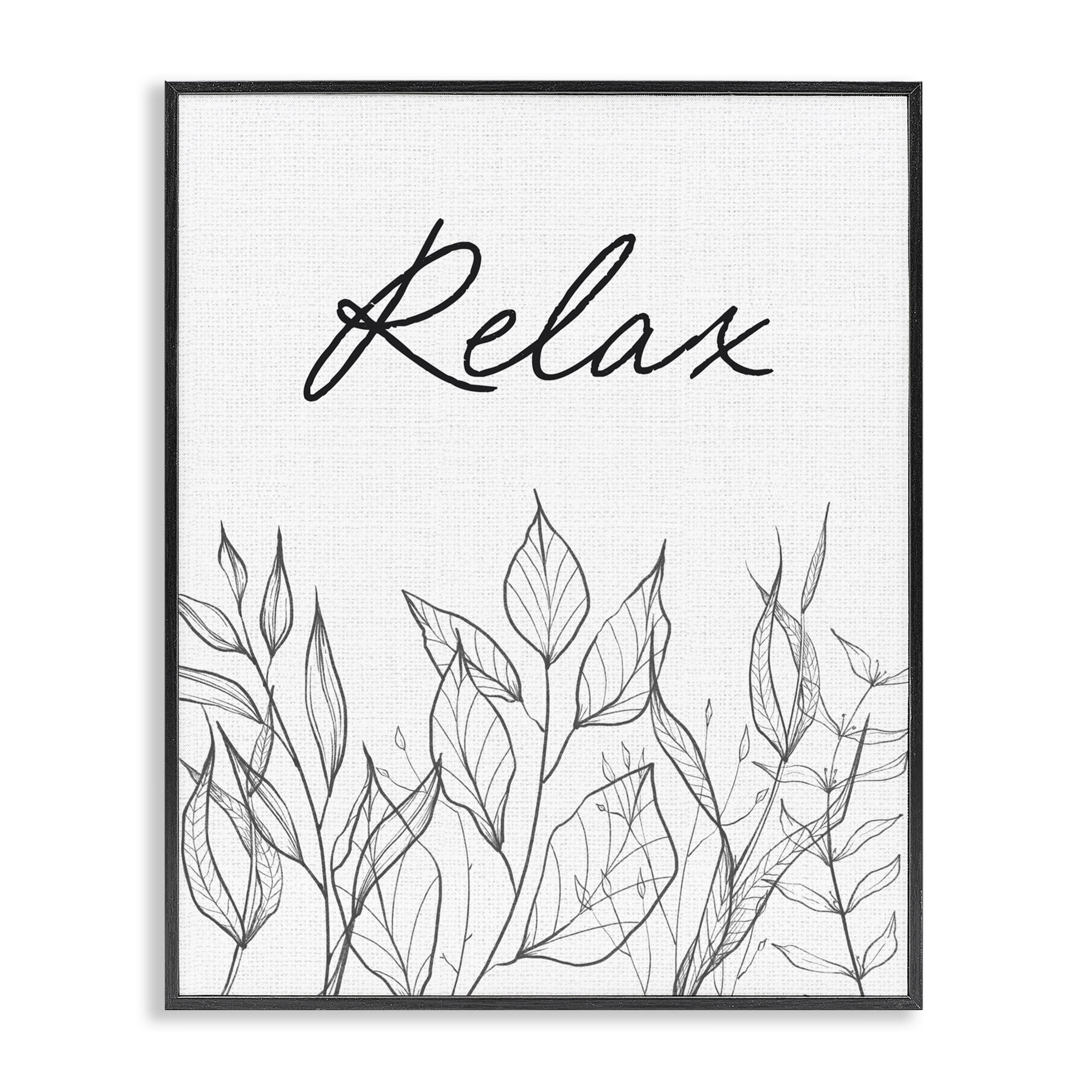 Relax with Leaf Outlines Black Framed Giclee Art, design by Lettered and Lined