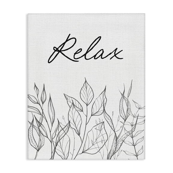 Relax with Leaf Outlines Canvas Wall Art, design by Lettered and Lined