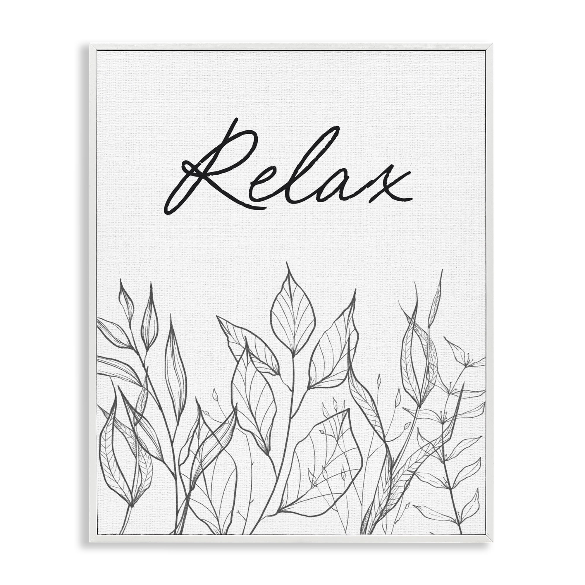 Relax with Leaf Outlines White Framed Giclee Art, design by Lettered and Lined