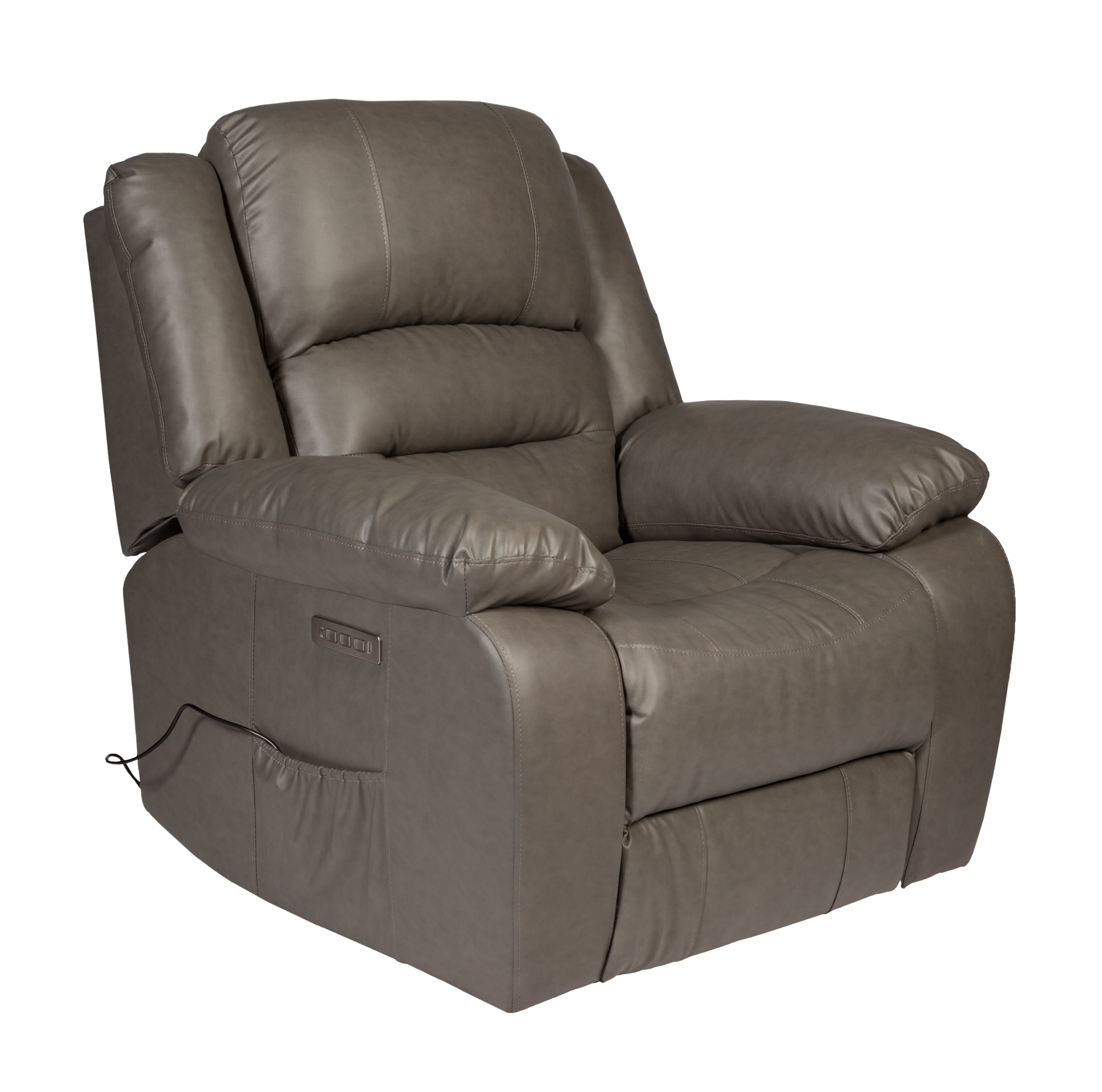 RelaxZen Lincoln Luxury Power Recliner with Heat and Massage, Grey