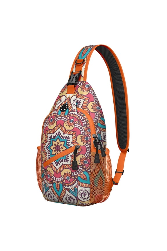 Relaxation Mandala Sling Backpack for Women, Lightweight Psychedelic Crossbody Bag with Trippy Pattern for Meditation and Emotional Healing