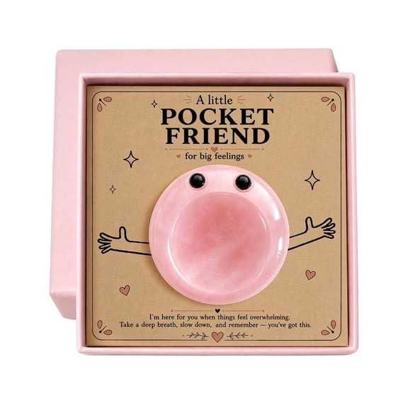 Relaxation Relief Items Squeeze Pocket Hug Pink Calming Stone Gift for Friend Long Distance Birthday Gift for Friend Female Valentines Day Gift for Friend