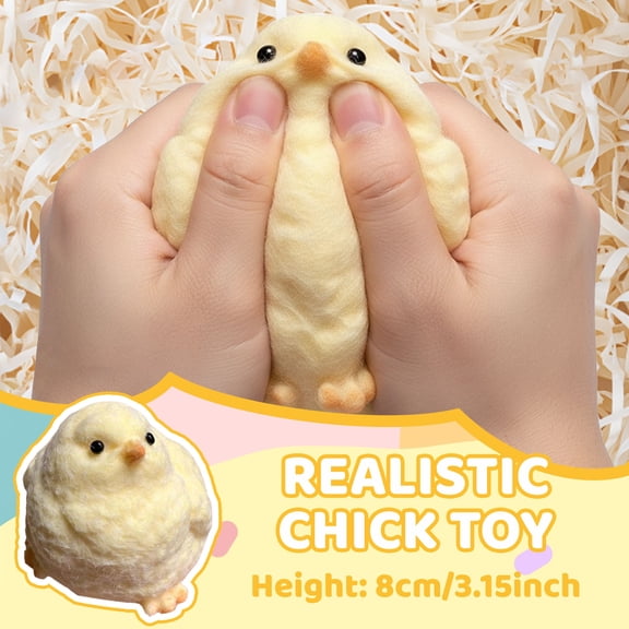 Relaxation Relief Items Squeeze, Slow Rising Squeeze Toys, 3X3 In, Fluffy Student Chick, Silicone Construction, Squeeze Toys for Student, Yellow, 1 Pc