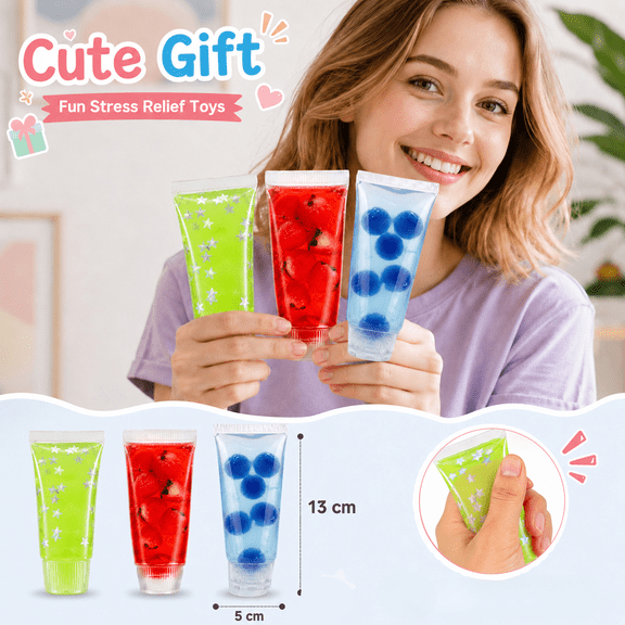Relaxation Toys, Sensory Squeeze, Adhd Squeeze Toys Adults, Sensory Toys for Student with Autism, 5X2 Inch Red Unique Toothpaste Tube Slow Rising Squeeze Toys, Strawberry