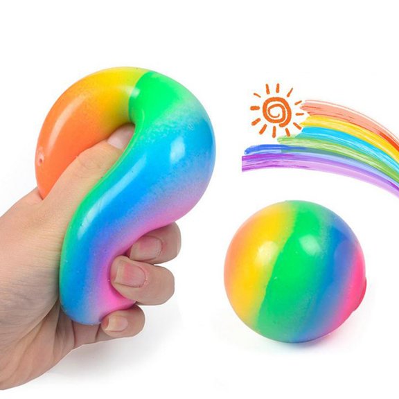 Relaxation Toys, Squeeze Toys, Sensory Ball, Rainbow Ball, Stress Toys, Ball, 40Ml Paste, 1 Pc, Blended Color, Tactile Engagement, Relaxation Management