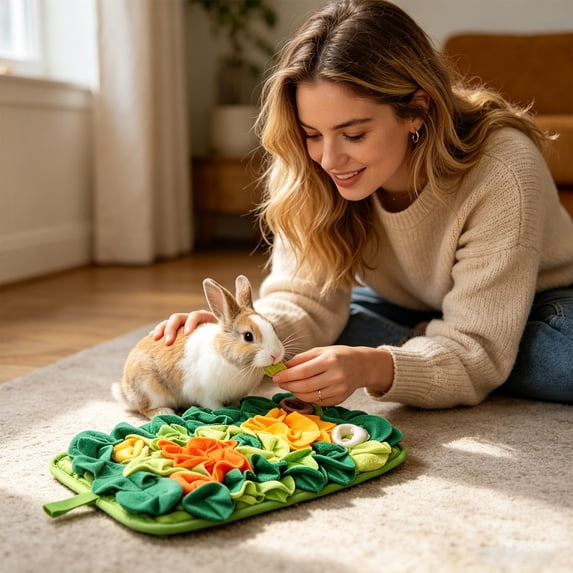 Relaxation Toys for Indoor Rabbits Interactive Bunny Chew Teeth Toys Small Animal Pet Supplies Boredom Relief Snuffle Mat Green Single Pack