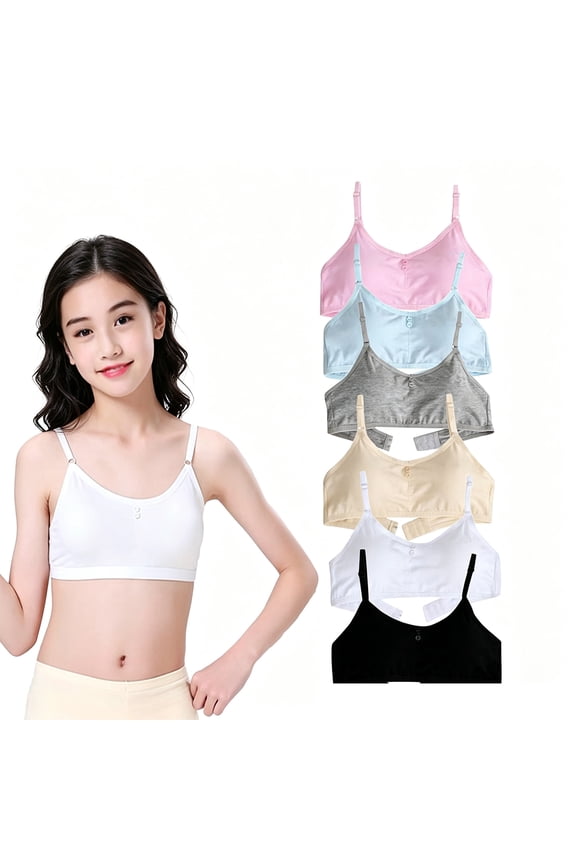 Relaxed All-Scene Cotton First Puberty Bra Growing Teenagers 10-16 No Underwire Light Cushion, Custom Adjustable Fine Straps Ultra Lightweight Comfort Daily Undies