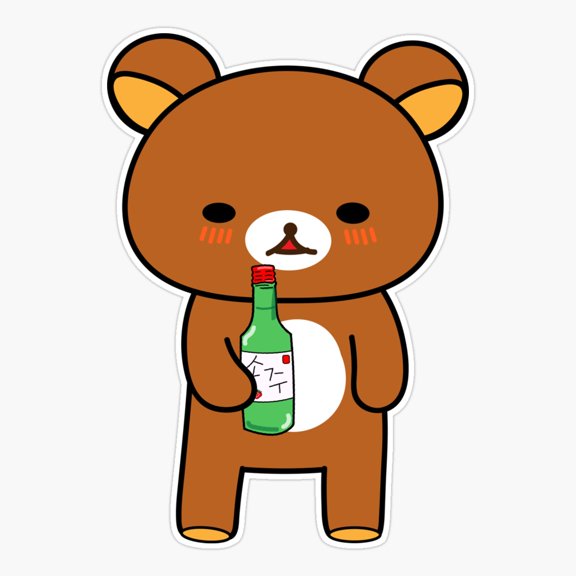 Relaxed Bear With Soju Inspired Sticker