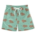 thumbnail image 1 of Relaxed Capybara Pattern Swim Trunks Quick Dry Beach Pool Board Shorts Lightweight Stylish Print Sizes 2T to XL, 1 of 8