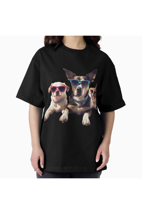 Relaxed Dog Squad Chill Party Style Graphic Artwork Unisex T-Shirt , up to Size 5XL