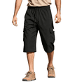 thumbnail image 1 of Relaxed Fit Camouflage Cargo Shorts Men's Casual Drawstring Capri Cargo Pants Camo Shorts Multi-Pocket Elastic Waist, L, 1 of 7