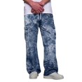 thumbnail image 1 of Relaxed Fit Cargo Pants For Men Tie‑Dye Print Wide Leg Long Trousers Elastic Drawstring Waist Casual Work Pants, 1 of 7