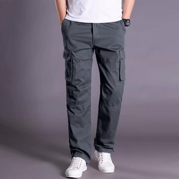 Relaxed Fit Cargo Pants for Men & Big Sizes, Light Fashion Affordable Daily Work Trousers