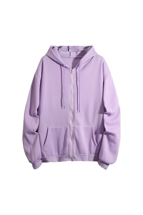 Relaxed Fit Hoodies for Women Long Sleeve Soft Hooded Sweatershirt Spring Fall Winter Pullover Top Coat Purple XXL