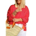 thumbnail image 1 of Relaxed Fit Plus Size Long Sleeve Top with Stripe Pattern - Orange - [ZhiHiMeRi] | (US 18W-20W)2X, 1 of 9