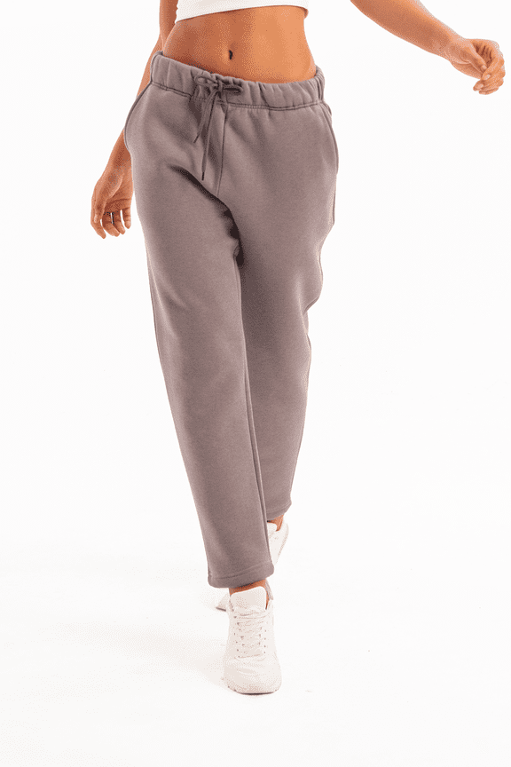 Relaxed Fit, Raised, Polar Fleece Lined Grey Women's Sweatpants - Echo