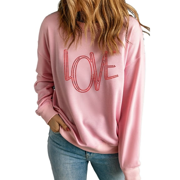 Relaxed Fit Round Neck Graphic Sweatshirt - Ideal for Daily Wear and Celebrating Love | [ZhiHiMeRi] | (US 8-10)M