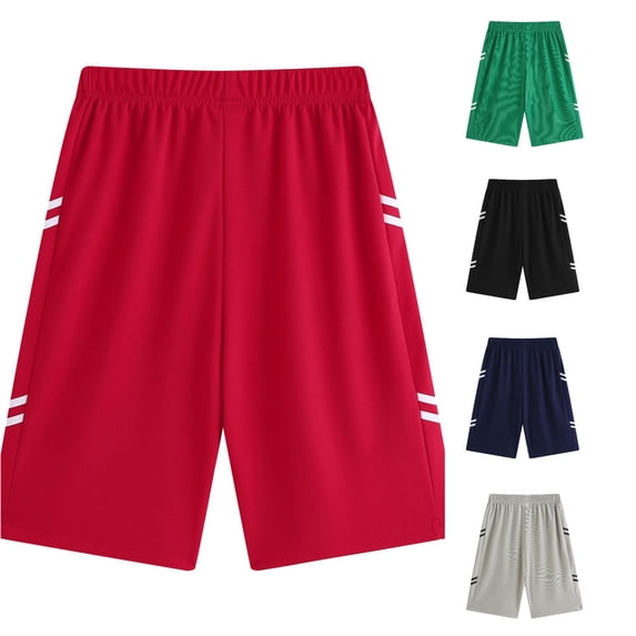 Relaxed‑Fit School‑Age Kids Basketball Training Shorts, Elastic Waist Side Stripe Summer Outdoor Sports Shorts