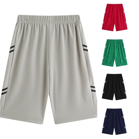Relaxed‑Fit School‑Age Kids Basketball Training Shorts, Elastic Waist Side Stripe Summer Outdoor Sports Shorts