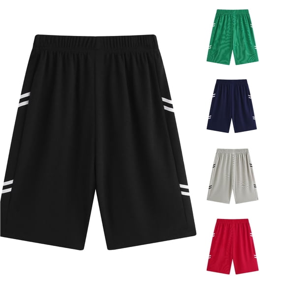 Relaxed‑Fit School‑Age Kids Basketball Training Shorts, Elastic Waist Side Stripe Summer Outdoor Sports Shorts
