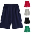 thumbnail image 1 of Relaxed‑Fit School‑Age Kids Basketball Training Shorts, Elastic Waist Side Stripe Summer Outdoor Sports Shorts, 1 of 5