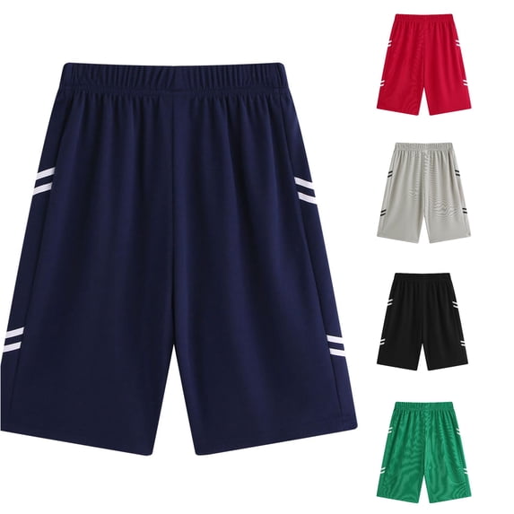 Relaxed‑Fit School‑Age Kids Basketball Training Shorts, Elastic Waist Side Stripe Summer Outdoor Sports Shorts