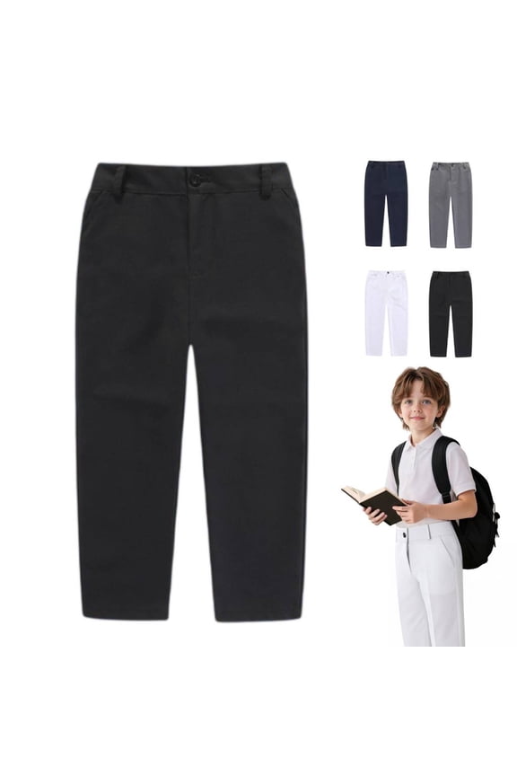 Relaxed Fit Stretch School Uniform Pant Chino Pants for Youth Boys Little Boys 4-15 Years Black 10-11Y