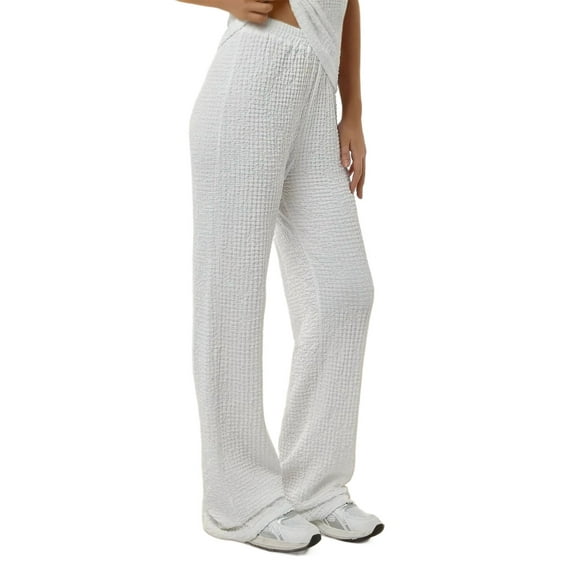Relaxed Fit Wide Leg Textured Knit Pants
