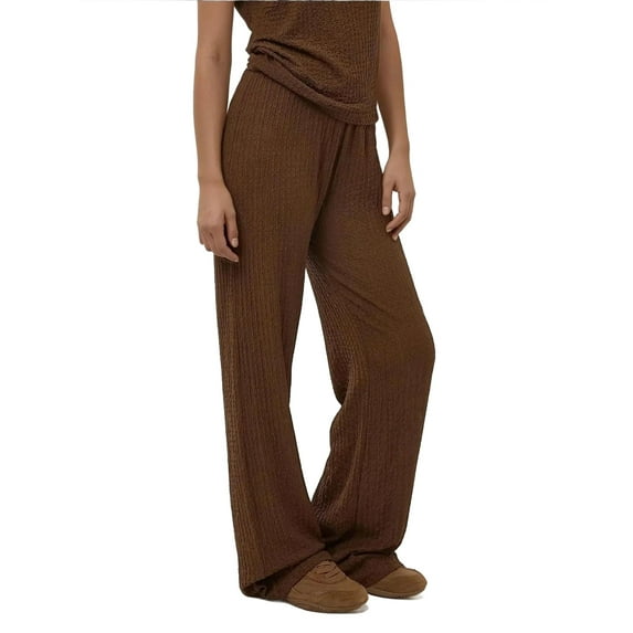 Relaxed Fit Wide Leg Textured Knit Pants