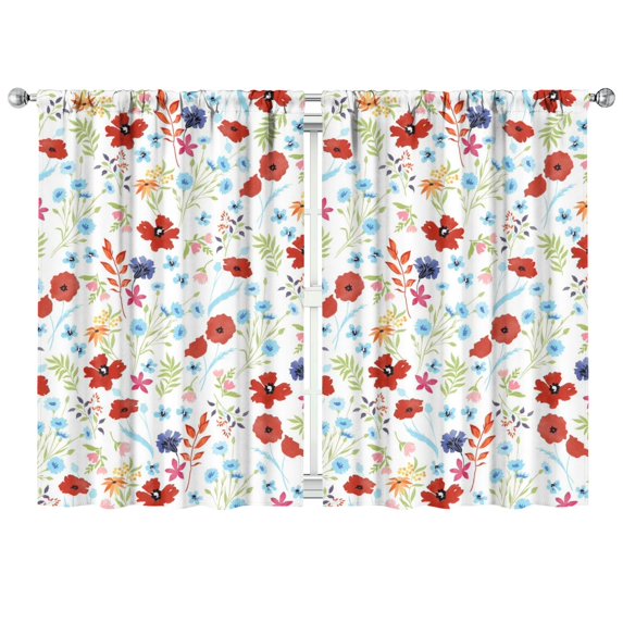 Relaxed Floral Style Curtains 2 Panels 42x63 Inch, Rod Pocket Blackout Drapes for Bedroom and Soft Ambiance