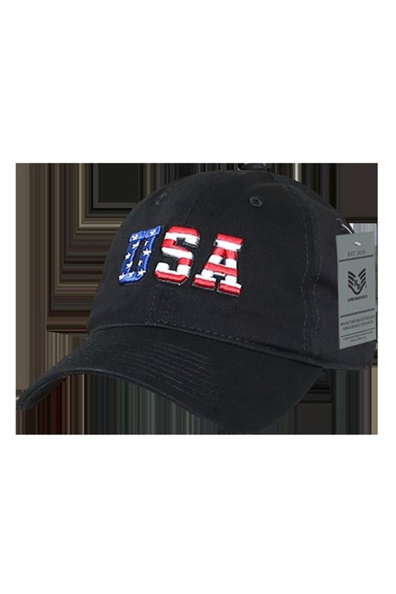 Relaxed Graphic Cap - Black - US Flag Letters
