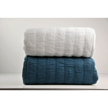 Relaxed Rows Coverlet White Twin