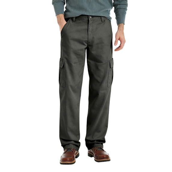 Relaxed Straight Leg Cargo Long Trousers For Men Elastic Stretch Drawstring Waist Large Side Cargo Pockets Soft Breathable Twill Fabric Hiking Work Pants