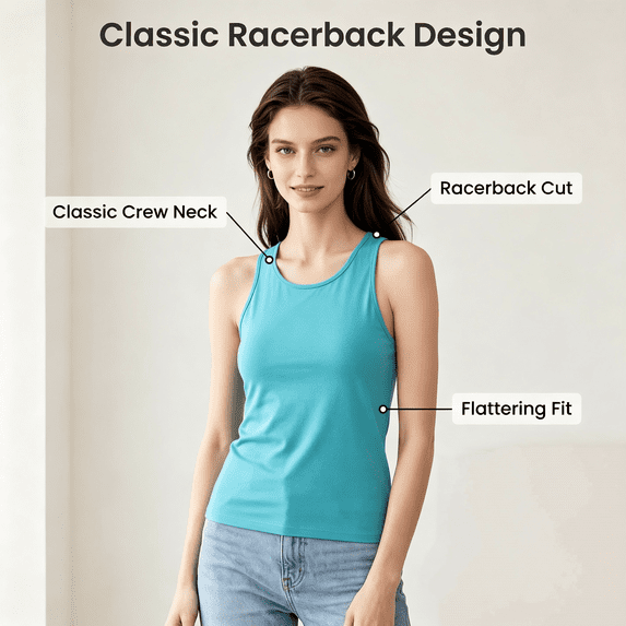 Relaxed Tank Tops for Women Polyester Sleeveless Casual Layering Tops,Sky Blue S