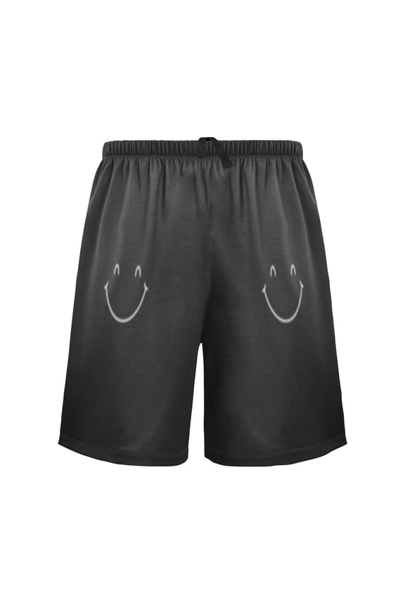 Relaxed fit printed pajama bottoms, sizes S to XXL Black Smiley Face