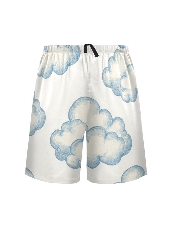 Relaxed fit printed pajama bottoms, sizes S to XXL Blue Colored Clouds