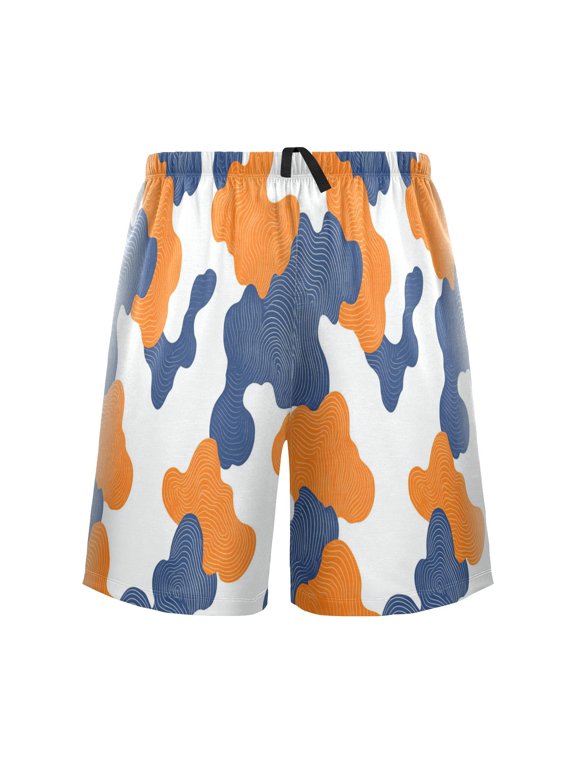 Relaxed fit printed pajama bottoms, sizes S to XXL Blue and Orange Cloud