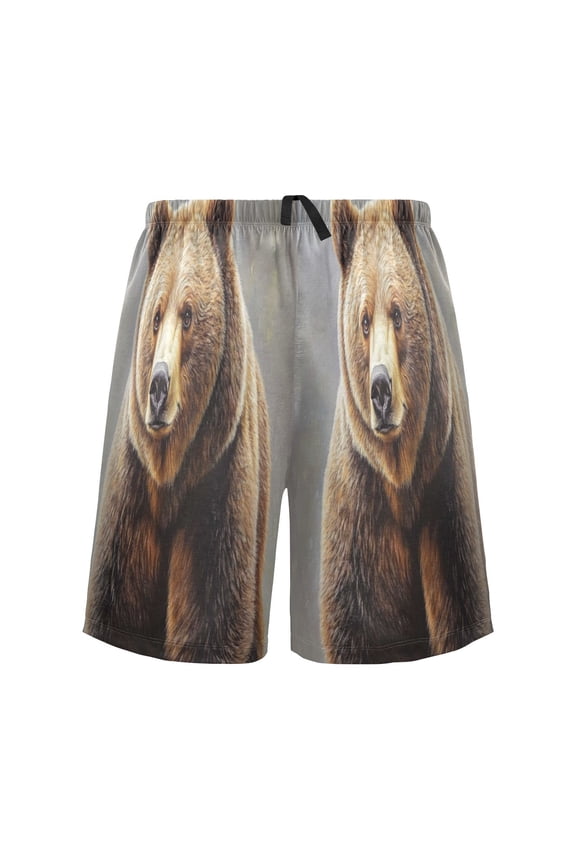 Relaxed fit printed pajama bottoms, sizes S to XXL Brown Bear