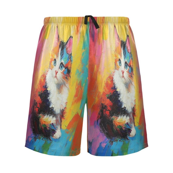 Relaxed fit printed pajama bottoms, sizes S to XXL Colorful Cat