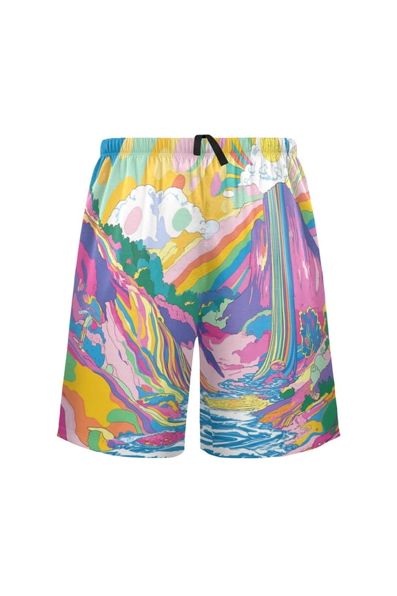 Relaxed fit printed pajama bottoms, sizes S to XXL Psychedelic Waterfall Trippy