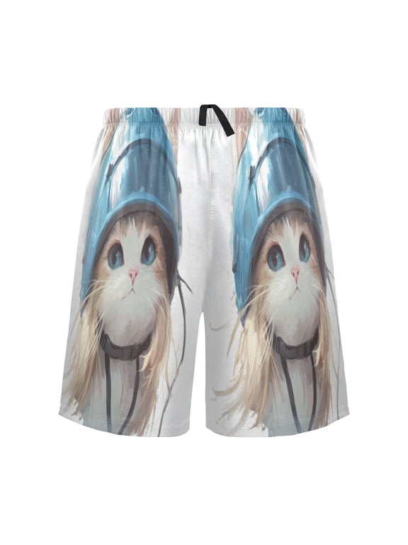 Relaxed fit printed pajama bottoms, sizes S to XXL The Little Cat Wearing Hat