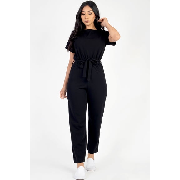 Relaxed jumpsuit with a tie waist