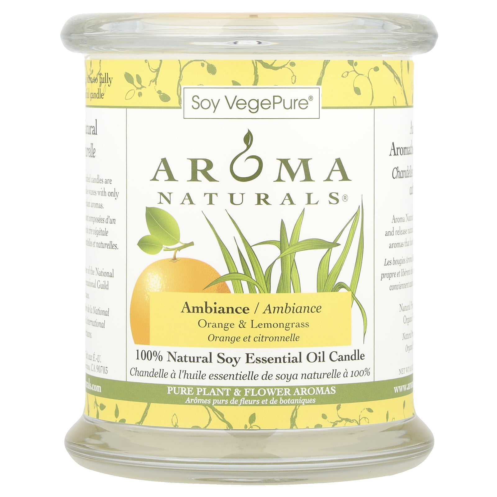 Ambiance Aromatherapy Orange & Lemongrass Soy Pillar Candle 8.8 oz