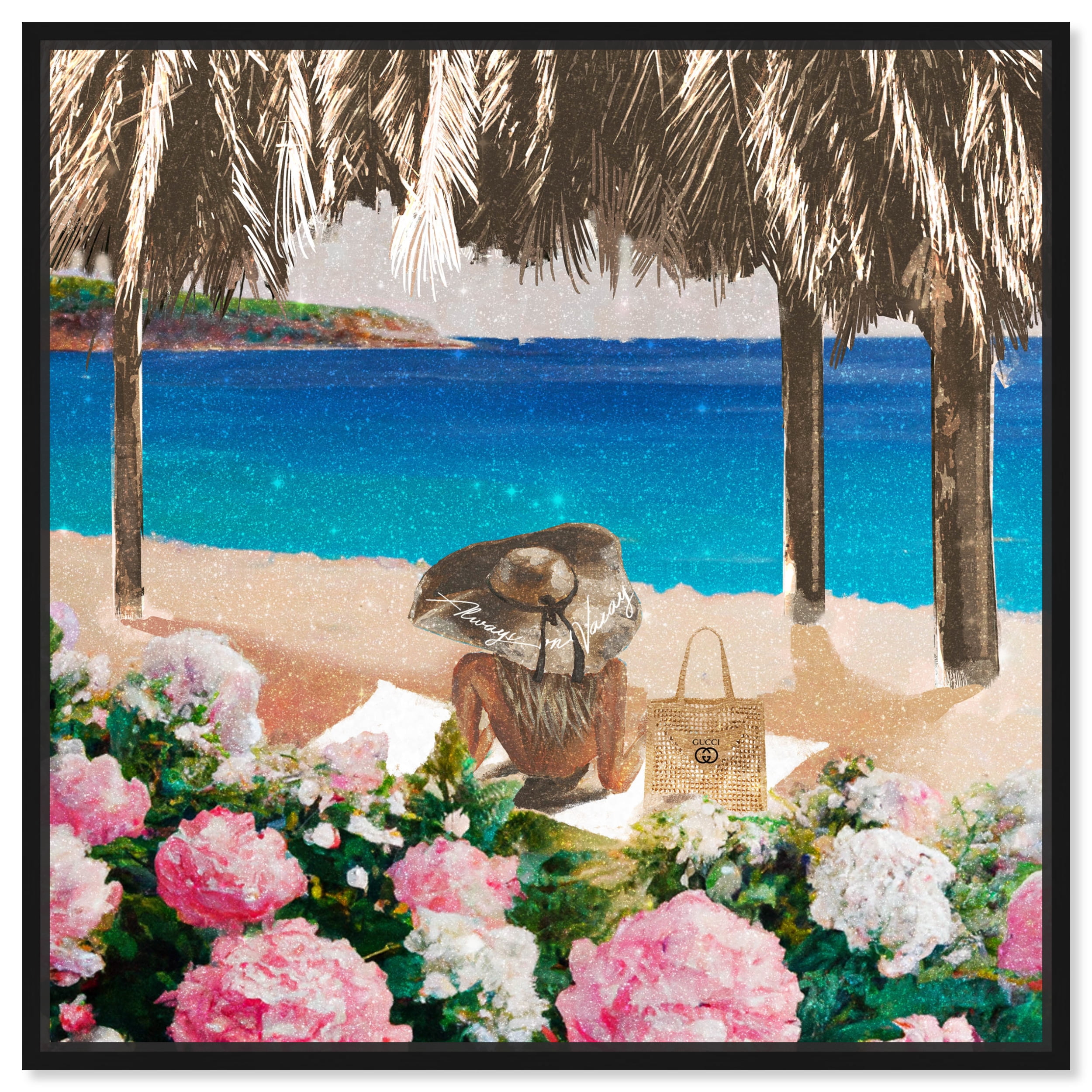 Relaxing At The Beach Chic Coastal Canvas Wall Art by Art Remedy, Black ...
