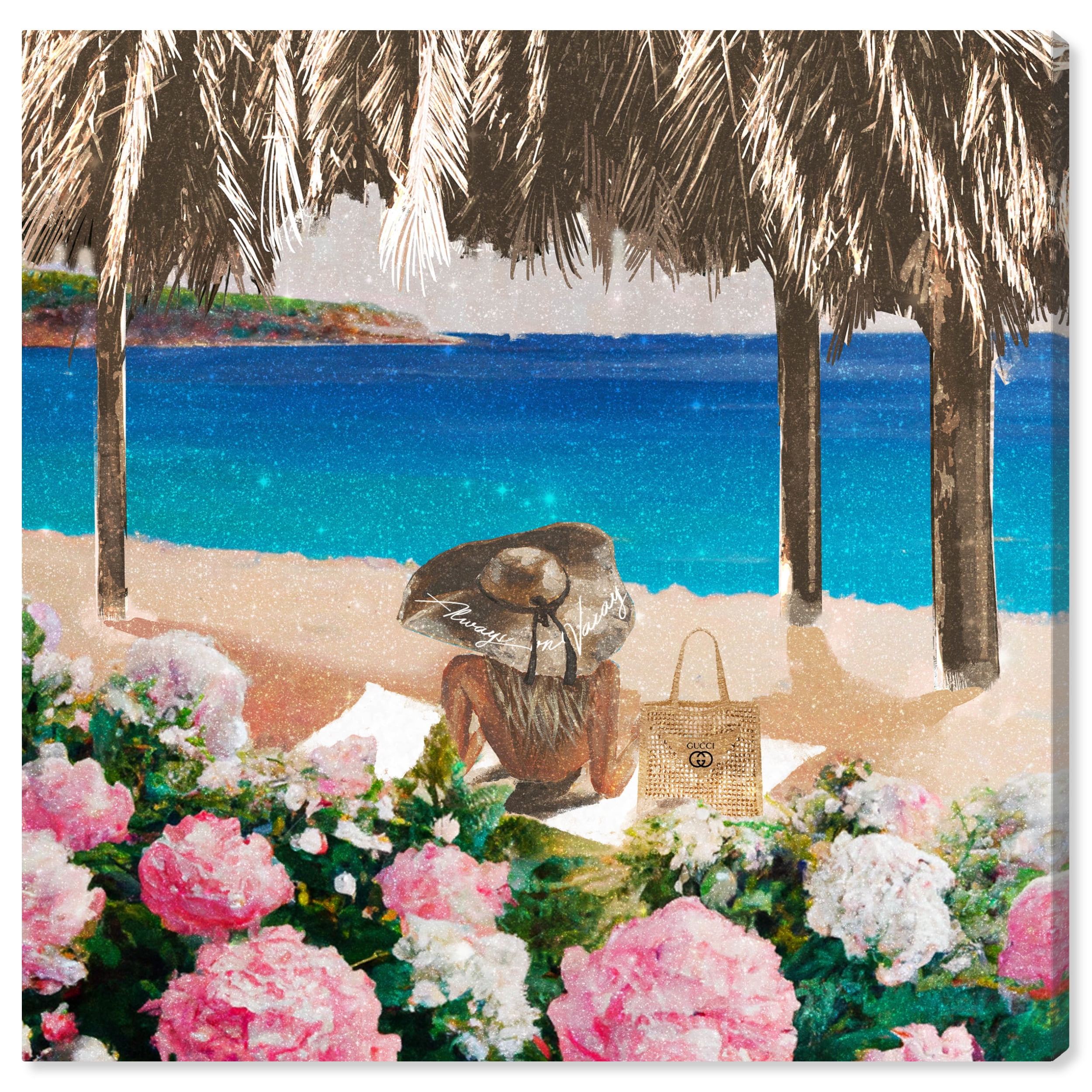 Relaxing Coastal Beach Scene Canvas Wall Art, 16" x 16"