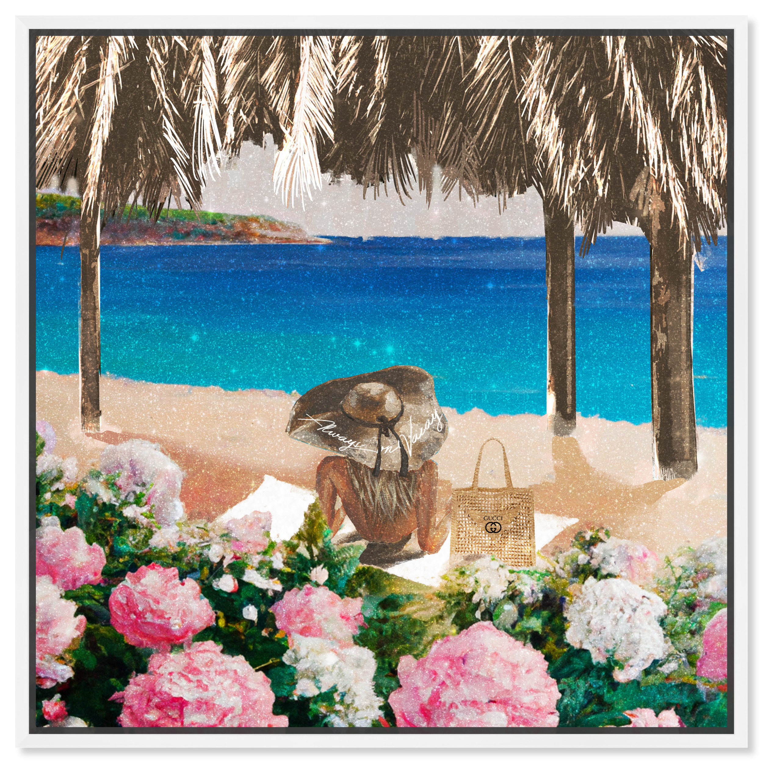 Relaxing At The Beach Chic Coastal Canvas Wall Art by Art Remedy, White ...
