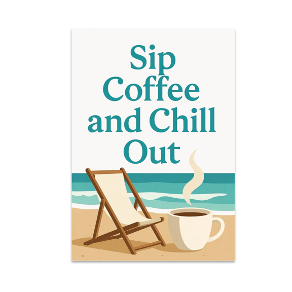 Relaxing Beach Decor - Coffee Lovers - 13x19 Poster Print
